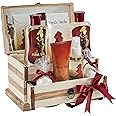 French Vanilla Bath Set Essential Bath and Body Basket: 2 Vanilla Bath Bombs, Body Lotion, Body Spray, Bath Salts, etc in a Wooden Jewelry Box