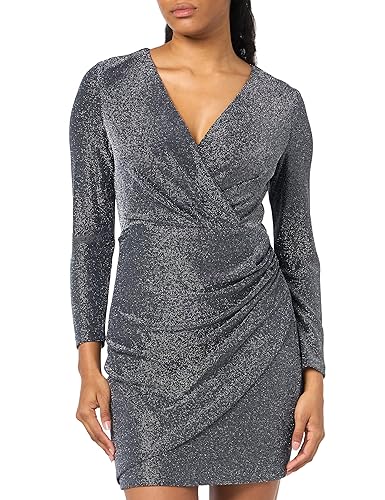 DKNY Women's Long Sleeve Shimmer and Shine V-Neck Dress, New Maroon, 12 - Amazon deal for $33.22