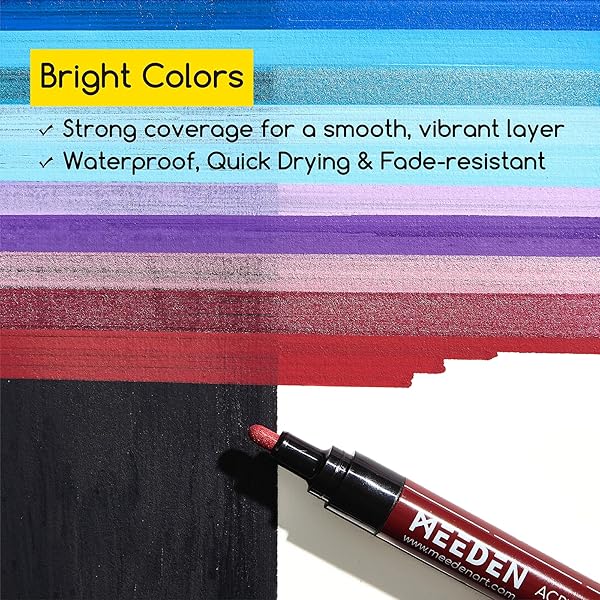 MEEDEN ARTIST 30 COLORS ACRYLIC PAINT MARKERS – 3X VISIBLE LARGE CAPACITY ACRYLIC PAINT PENS WITH UPGRADED NYLON TIPS, QUICK DRY MARKER PENS FOR ROCK PAINTING, WOOD, CANVAS, STONES, GLASS, FABRIC
