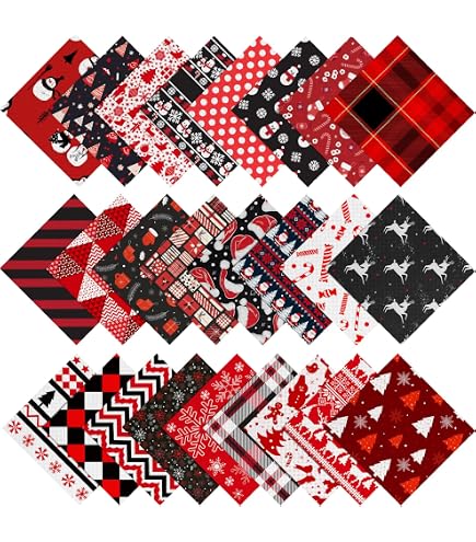 Weihnachts Buffalo Plaid Stoffquadrate – 60 Stück, 15x15 Cm, 6 Designs Für Nähen & Basteln