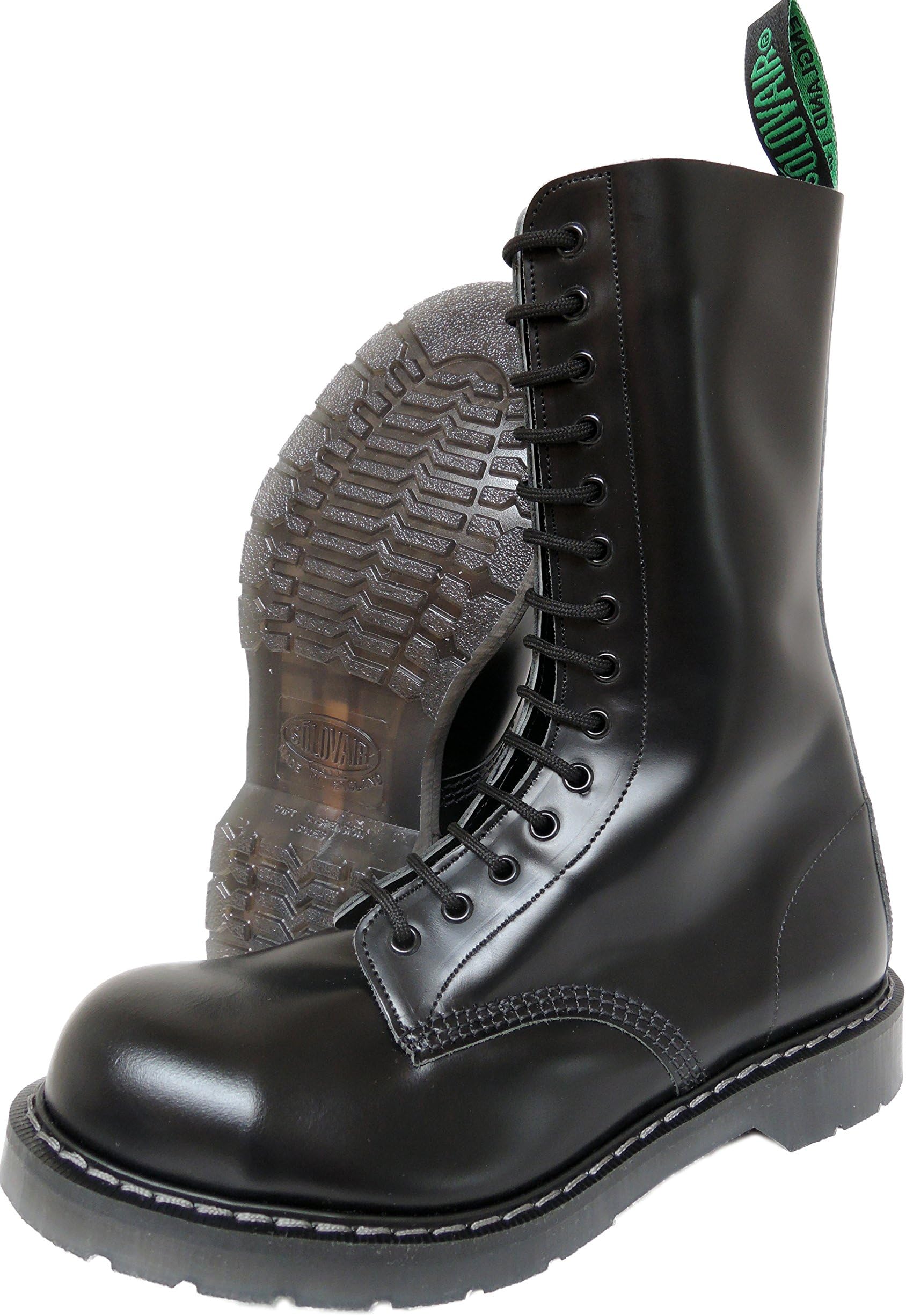 SOLOVAIR NPS Men´s Hand Made in England 14 Eye Black Steel Toe Boots