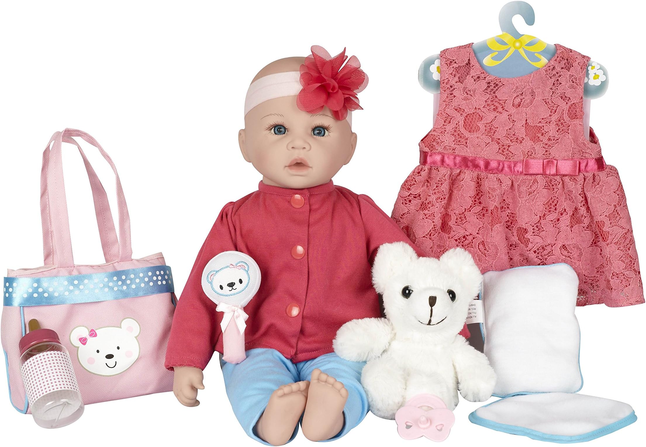 18" Collector Baby Doll Playset w/ Plush Teddy Bear