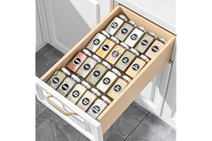 MIUKAA Clear Acrylic Spice Drawer Organizer, 4 Tier- 1 Set Seasoning Jars Drawers Insert, Kitchen Spice Rack Tray for Drawer/