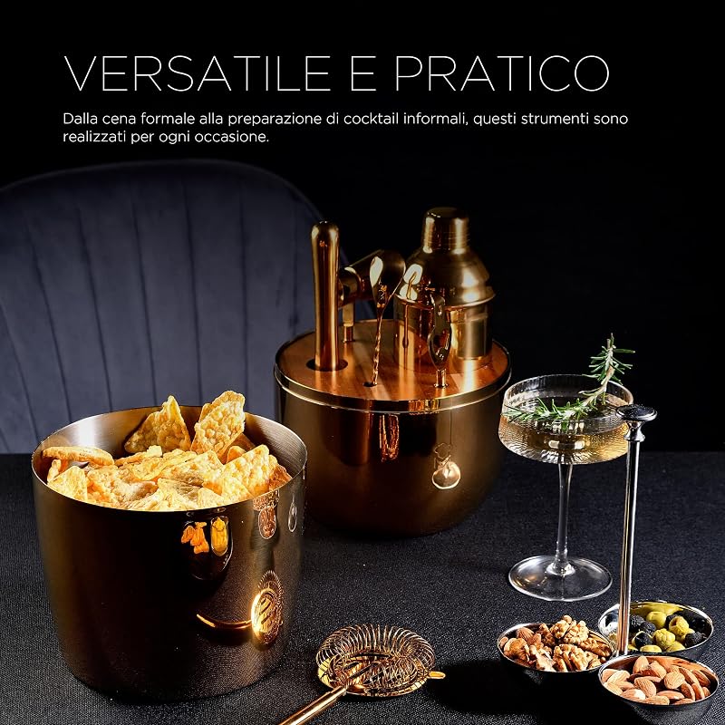 THE DROP - Set da cocktail da 6 pezzi - Acciaio inossidabile - Design elegante e salvaspazio - Ideale per la mixologia, le riunioni e i regali - Altamente resistente