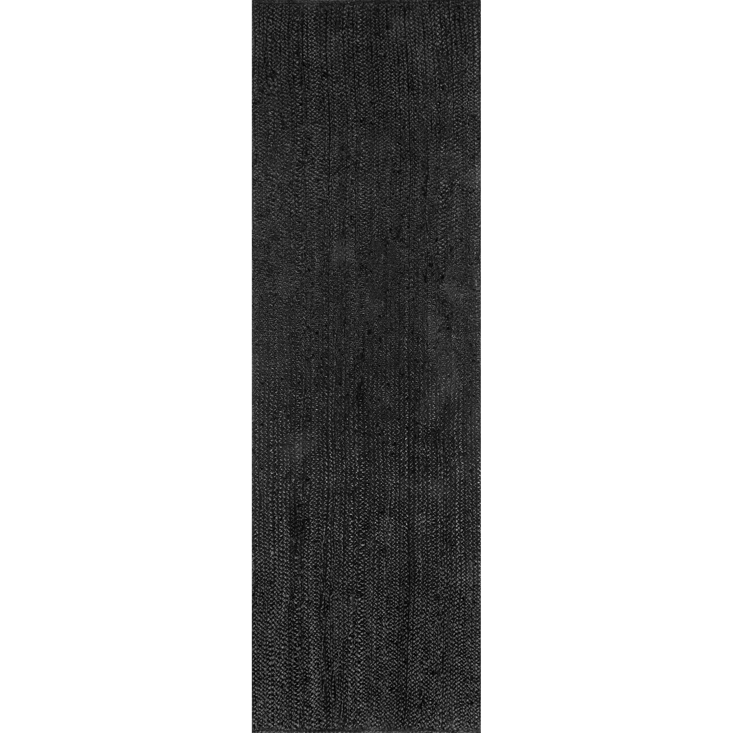 nuLOOM Rigo Hand Woven Farmhouse Jute Runner Rug, 2' 6" x 10', Black