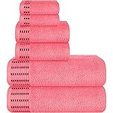 MALLONI HOME Ultra Soft 6 Pack Cotton Towel Set, Contains 2 Bath Towels 28x55 inch, 2 Hand Towels 16x24 inch & 2 Wash Coths 12x12 inch, Ideal Everyday use, Compact & Lightweight - Coral Orange