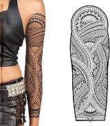 Tatodays Full Arm Temporary Tattoo Tribal Polynesian Hawaiian Aztec Mens Womens view 6