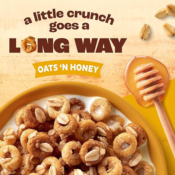 CHEERIOS OAT CRUNCH OATS ‘N HONEY BREAKFAST CEREAL, MADE WITH WHOLE GRAIN, LARGE SIZE, 18.2 OZ