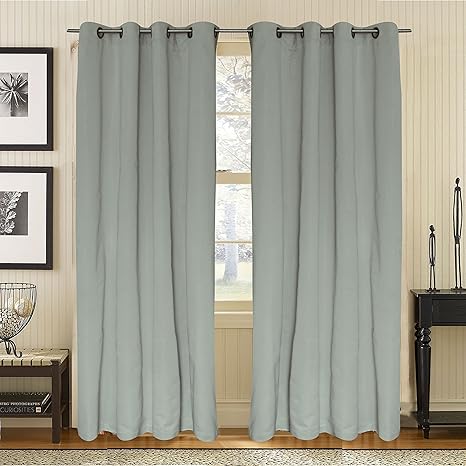 Buy S9home Set Of 2 Solid Grey Room Darkening Longdoor Curtains