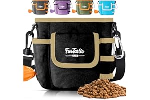 FurtasticFinds Dog Treat Pouch with Quick-Release Magnetic Closure, 3-Way Wear Treat Bags, 900D Waterproof Fabric, 4 Storage Spaces, Treat Pouch for Pet Training Walking (Black)