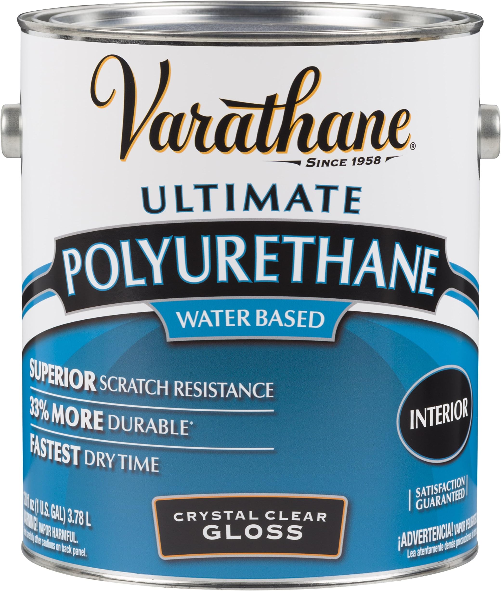 Rust-Oleum Varathane Polyurethane Wood Varnish for Interior Wood Surface in Liquid Form (3.78 Liters | Water-Based | Gloss Clear)