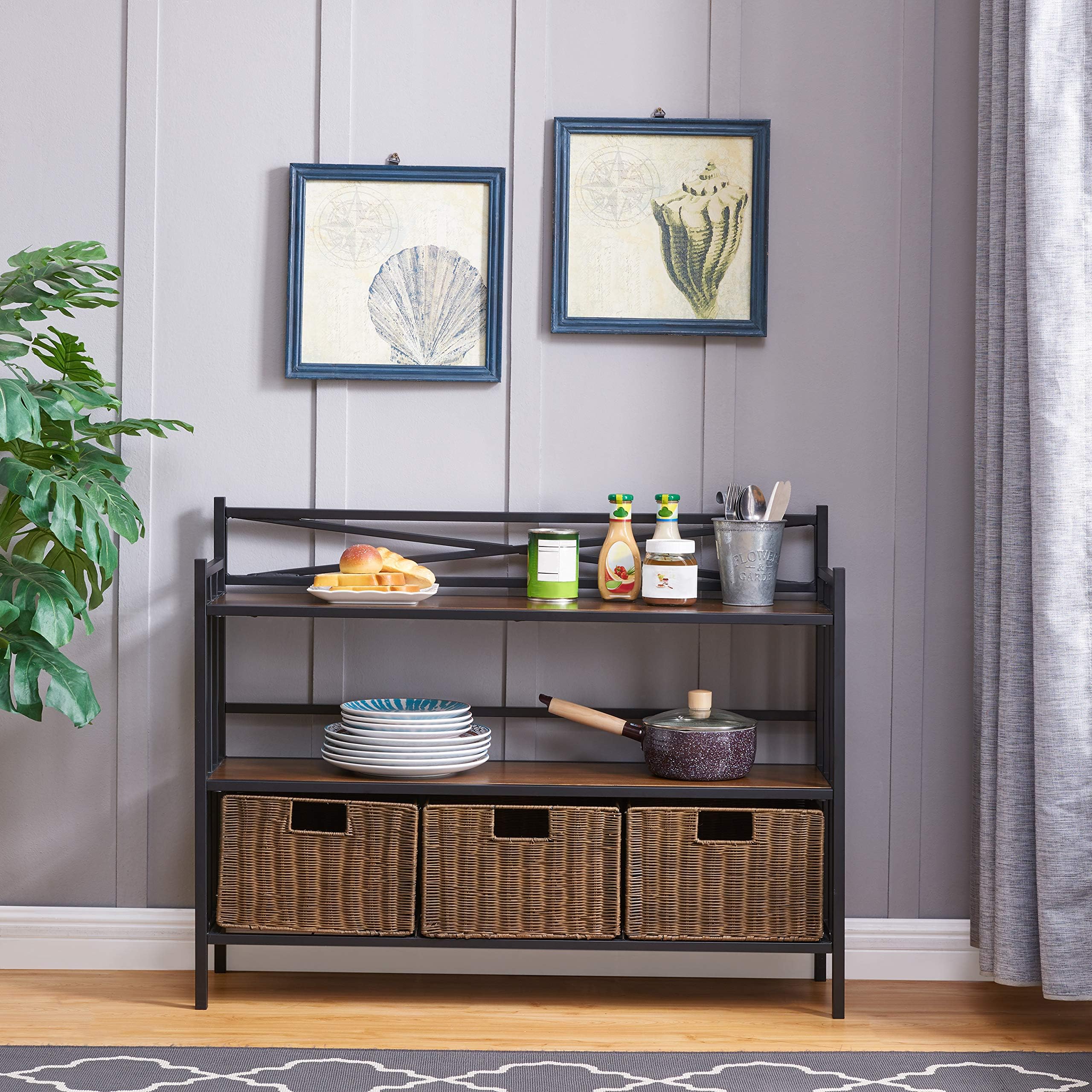 Southern Enterprises Pengrove Bakers Rack Sideboard, Brown