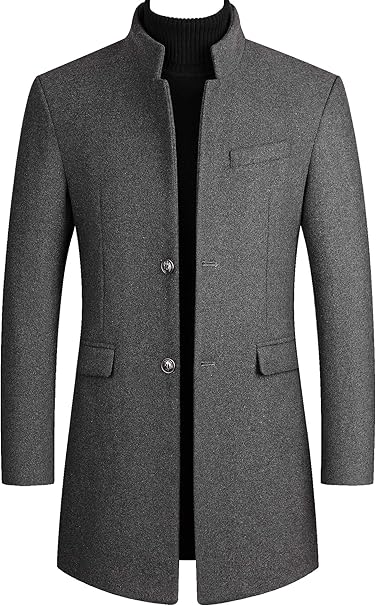 Amazon Aellaras チェスターコート メンズ コート ロング ジャケット ビジネス ウール メルトン 立ち襟 厚手 暖かい 秋 冬 冬服 防寒着 アウター 通勤 無地 おしゃれ 紳士服 カジュアル 大きいサイズ コート ジャケット 通販