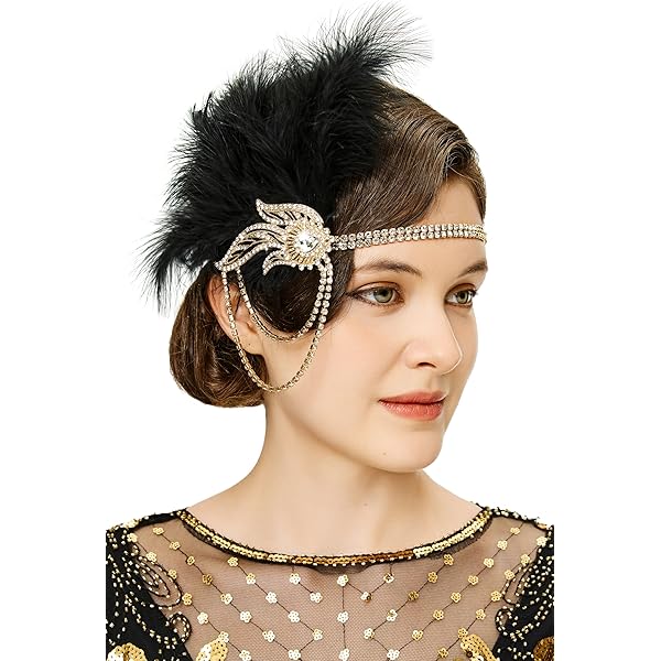 BABEYOND Diadema Estilo Años 20 Con Plumas Para Mujer, Charlestón, Gran Gatsby, Disfraz Carnaval, Accesorios, Color Verde Oscuro