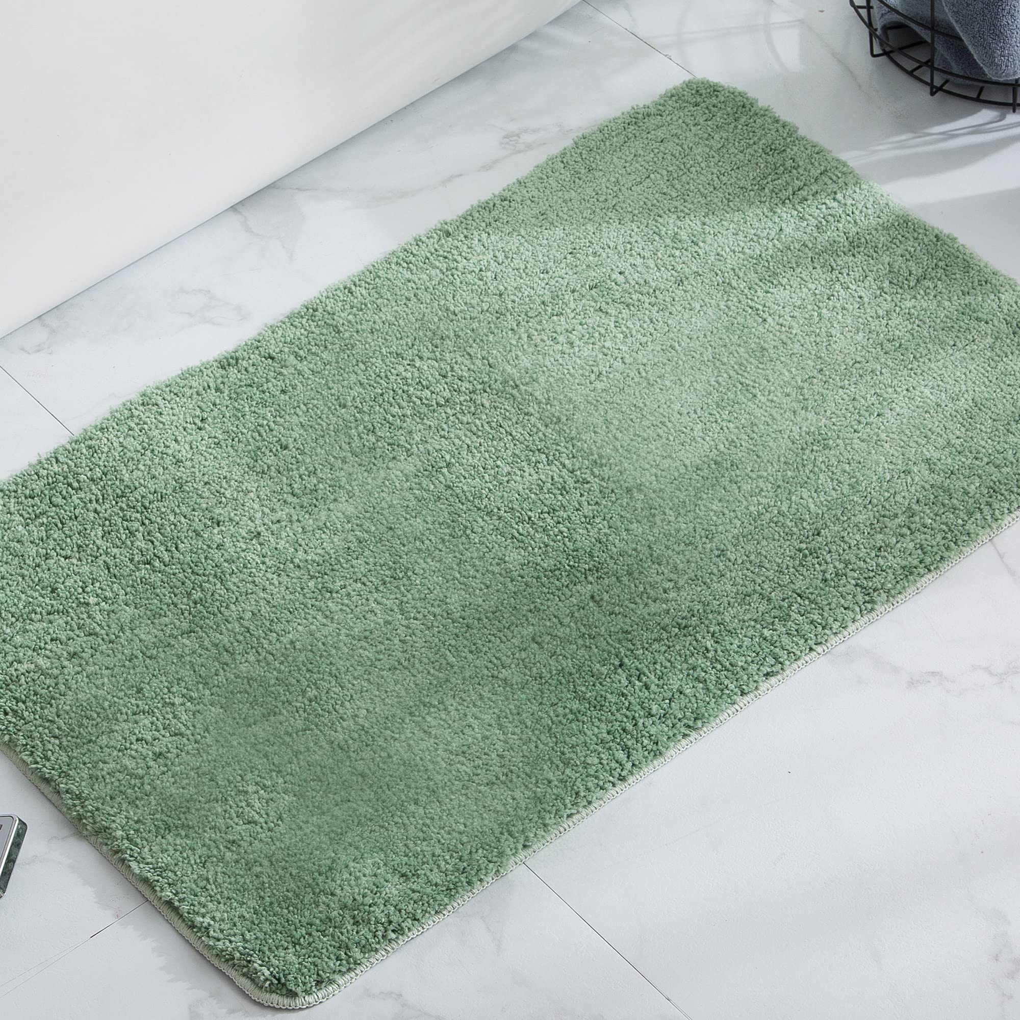 KELEKELE Bath Mat Non Slip Ultra Water Absorbent Bathroom Mat Rug with Waterproof Backing Machine Washable Bath Mat for Tub Shower, Bathroom, Bedroom,Kitchen, Living Room (50 x 80 cm, green)