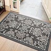 Color&Geometry Indoor Door Mat with Non Slip Latex Backed Soft, 26"x45", Thin Front Door Mat, Dirt Resist, Low Profile Easy Clean Entry Mats for Entryway, Hallway, Floral Serenity