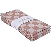 THE TOWEL HOUSE 100% Cotton Premium Kitchen Towels - Ultra Absorbent, Soft Tea Towels with Hanging Loop - Extra Large Size for Drying and Wiping - Rust - 18x28 Inches (Pack of 4)