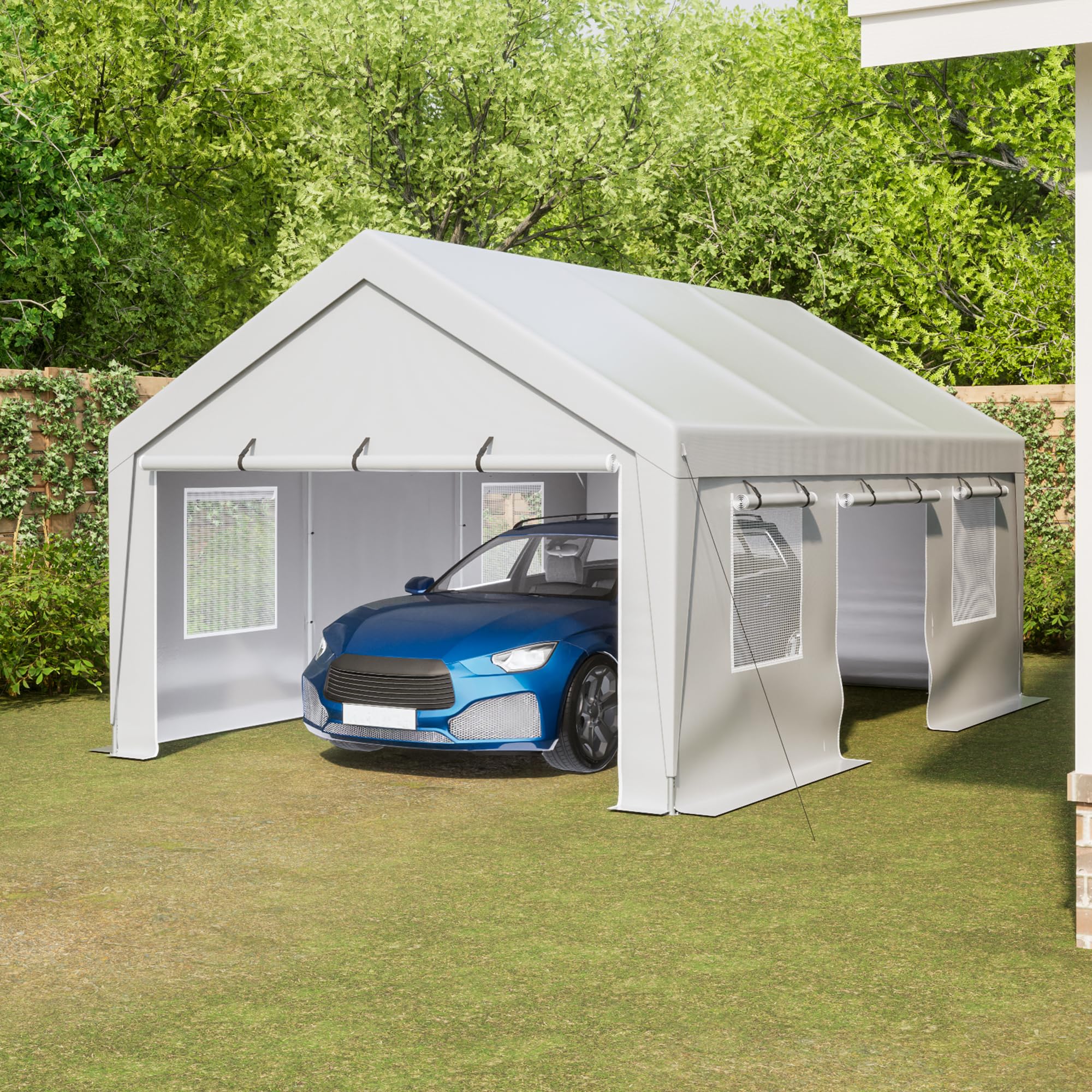 Photo 1 of **PARTIAL SET**PART 2 of 2**Aprilsoul Outdoor 13x20 FT Carport, Duty Canopy Storage Shed with Mesh Windows and Galvanized Steel Tube, All-Season Tarp, Wide Range of Appliaction for Car, Boat and Reunion, White