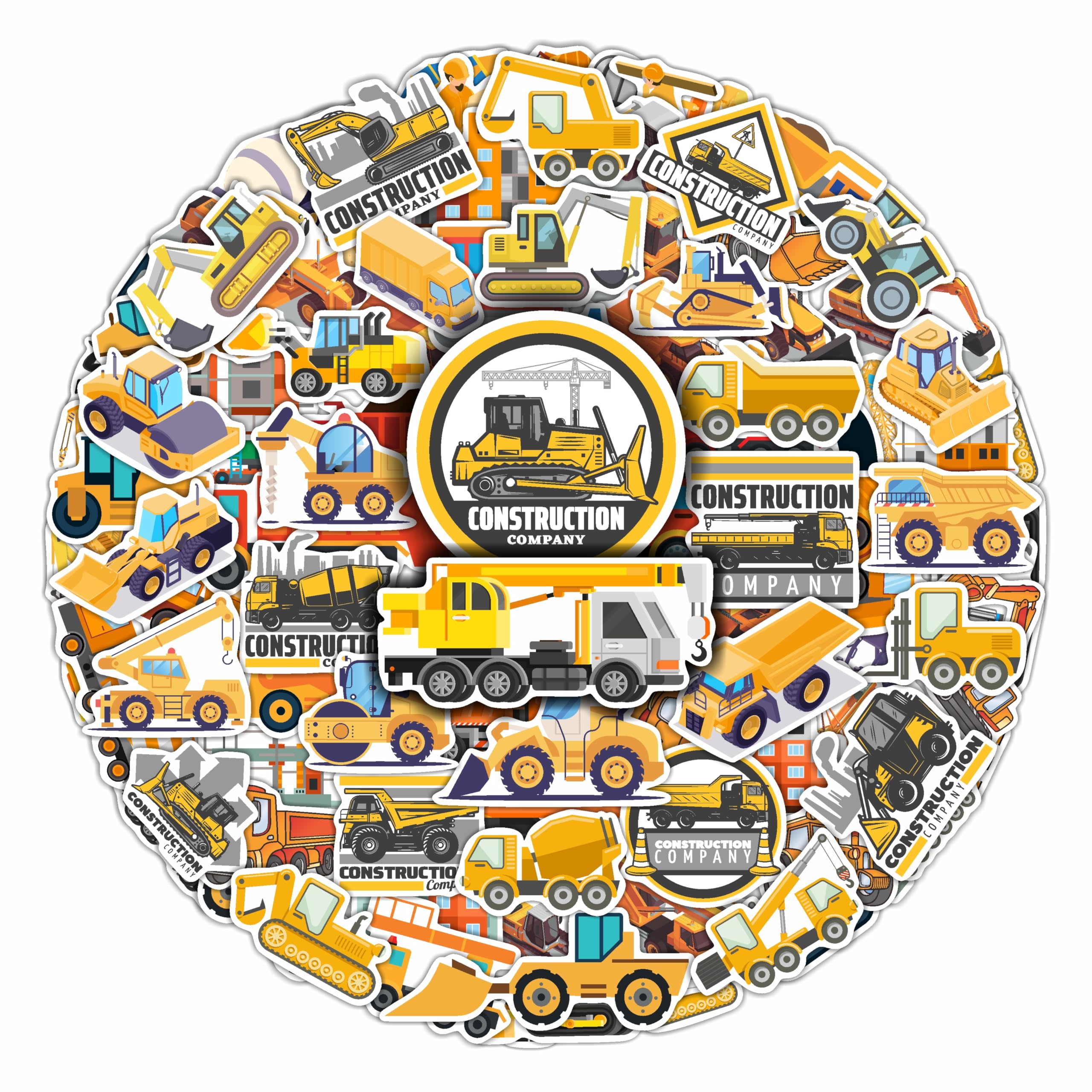 100 Pcs Construction Stickers Waterproof - Construction Birthday Party Supplies, Gifts for Women & Men