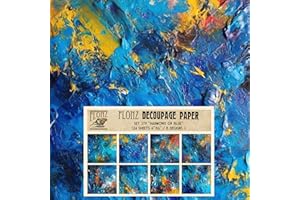 FLONZ Decoupage Paper Pack (24 Sheets 6"x6") Harmony of Blue # Vintage Styled Pattern Paper for Decoupage, Craft and Scrapbooking