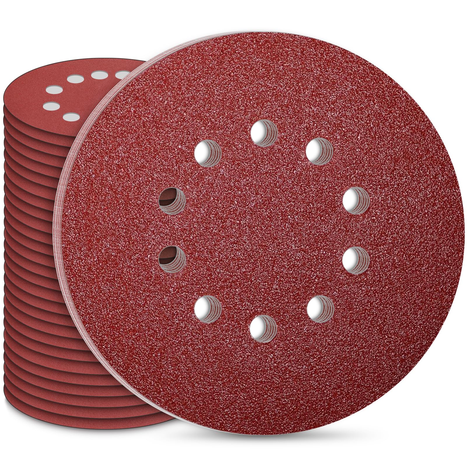 STEBRUAM 225mm Sanding Discs 30Pcs 10 Hole Hook & Loop Sanding Pads, Grit 40 for Drywall & Orbital Sanders
