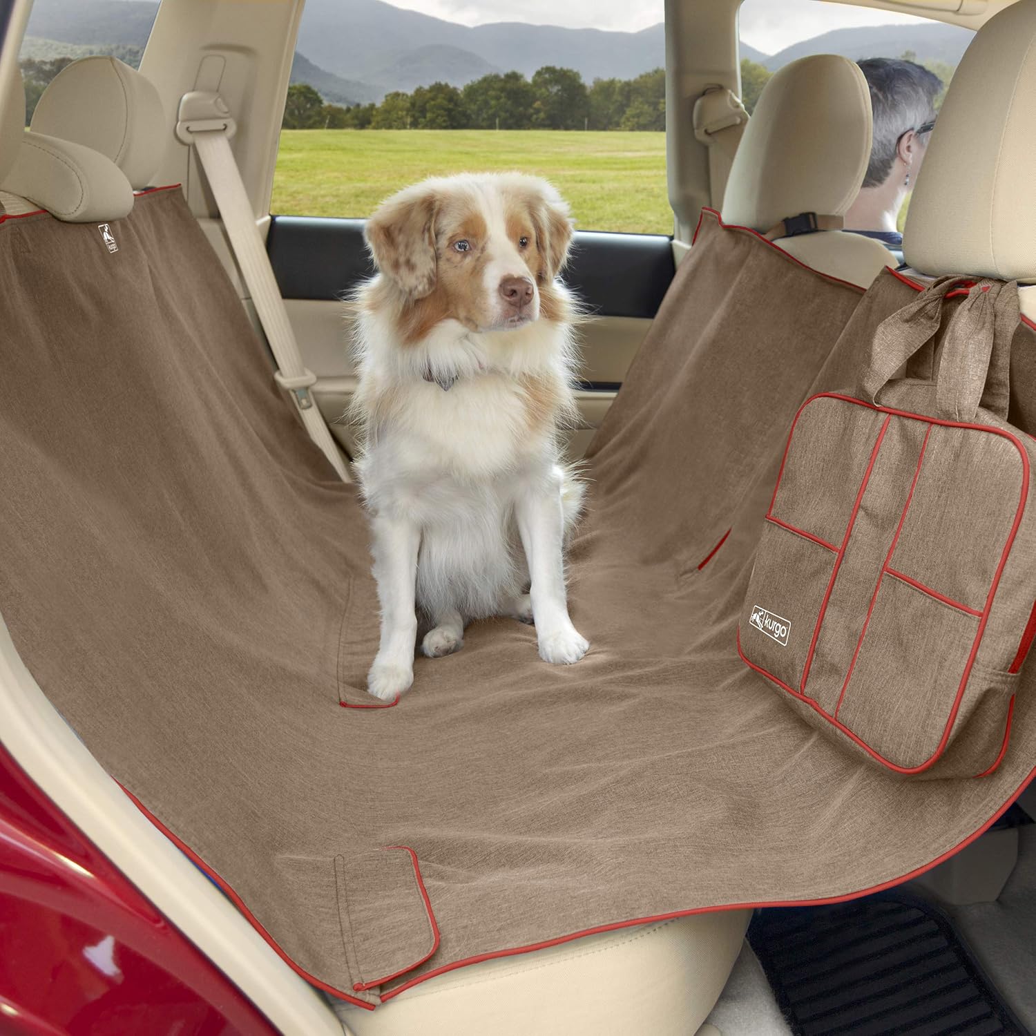 Kurgo Heather Hammock, Dog Car Seat Protector, Waterproof & Stain-Resistant, Secure Fit, Nutmeg, Heather Nutmeg, 55" Wide