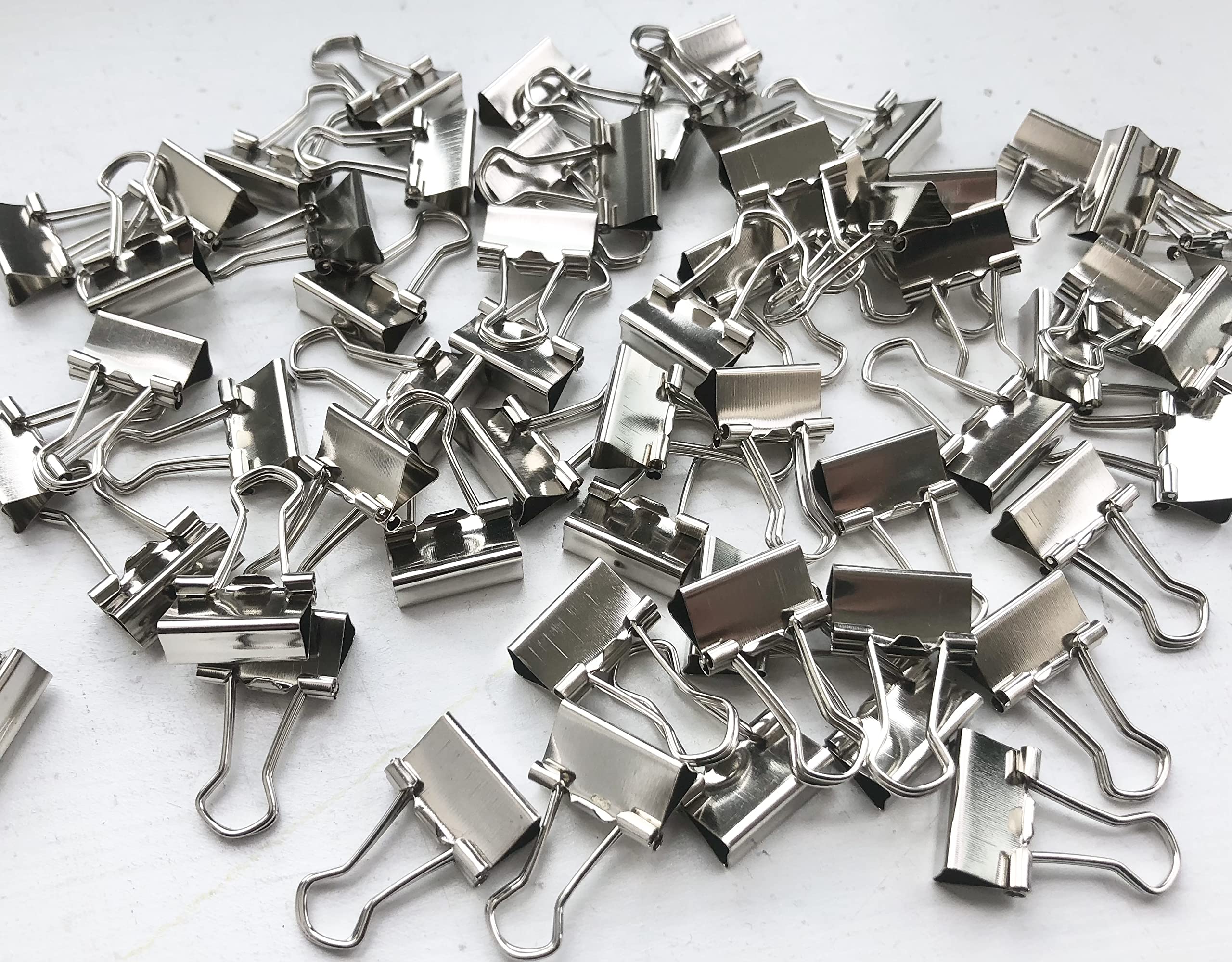15mm, Small Silver Metal Design Foldback Clips Paper Binder Clamps Clips Colour (30)