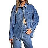EMMIOL Women Denim Shirts Oversized Long Sleeve Button Down Blouse Distresse Jean Jacket Fall Outfits 2026