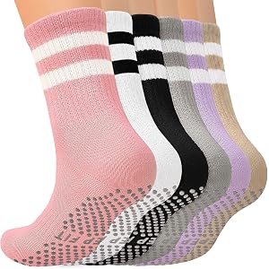 TUCOTTC 6 Pairs Grip Socks Non Slip Pilates Yoga Socks Grippy Socks Woman | Silicone Non Slip, Breathable Sweat-Wicking Fabri