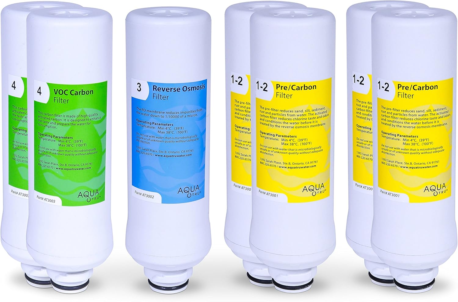 AquaTru 2 Year Combo Pack Includes 4 PreFilters, 2 Carbon Filters