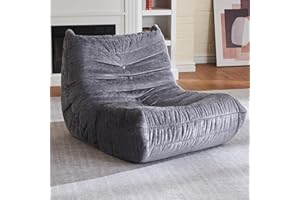 HABUTWAY Bean Bag Chair, Giant Bean Bag Chairs for Adults, Bean Bag Sofa with Filler Faux Fur, Memory Foam Bean Bag Couches Fireside Lazy Sofa for Living Room, Bedroom, Office (Grey)