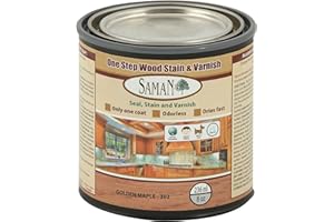 SamaN Interior One Step Wood Seal, Stain and Varnish – Oil Based Odorless Dye - Protection for Furniture and Fine Wood (Golden Maple SAM-302, 8 oz)