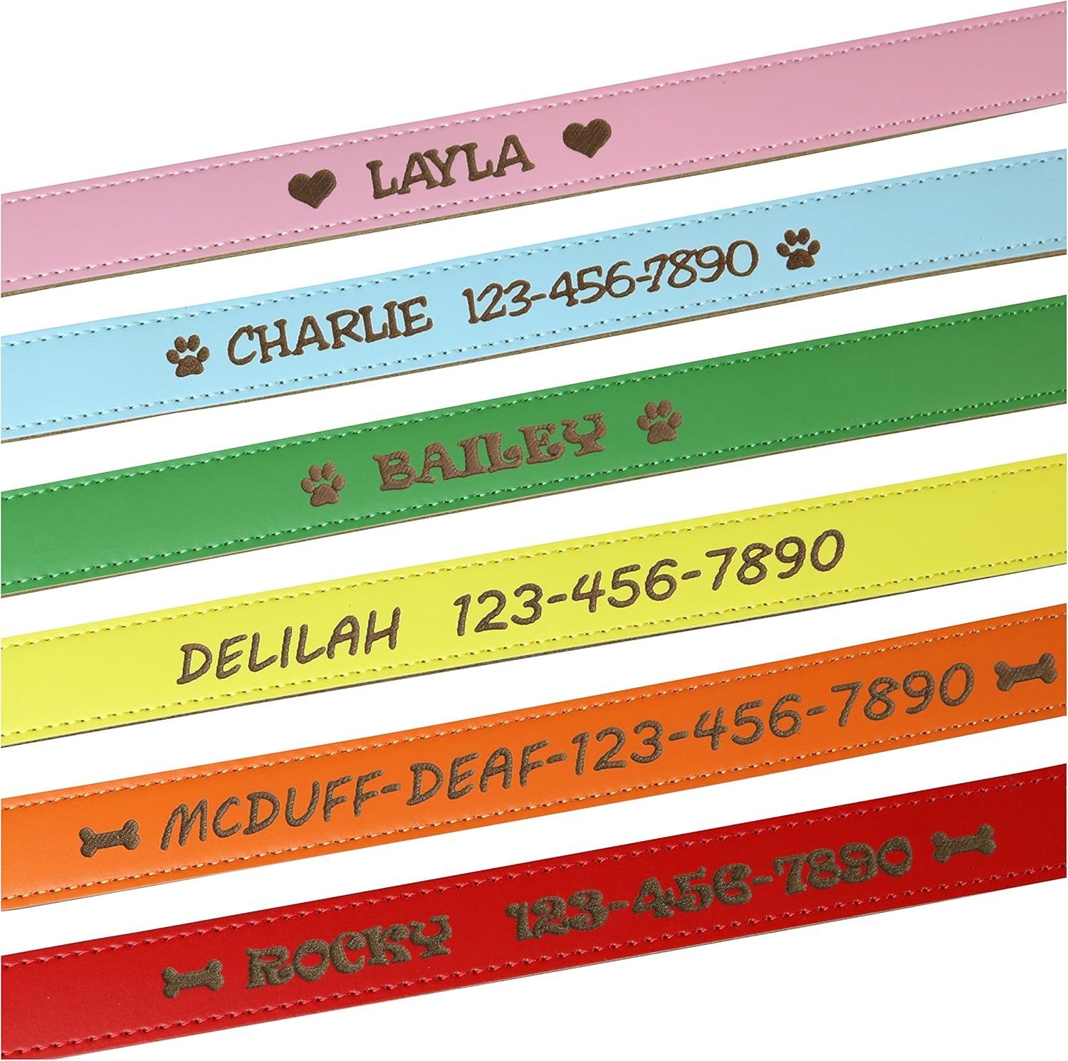 Custom Catch Personalized Dog Collar - Engraved Soft Leather in XS, Small, Medium or Large Size, ID Collar, No Pet Tags or Embroidered Names : Kitchen & Dining