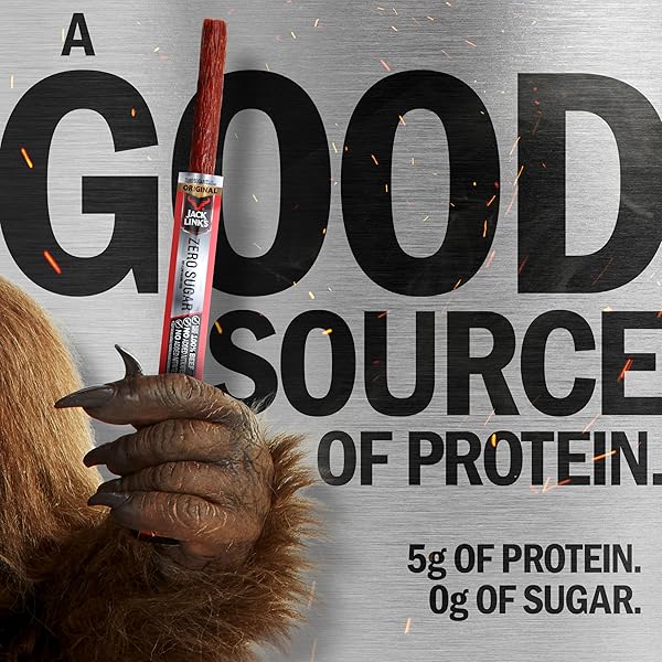 JACK LINK’S ORIGINAL ZERO SUGAR BEEF STICKS – (20 PACK) 0.92 OZ MEAT STICKS – READY TO EAT PROTEIN SNACKS – 5G PROTEIN PER SERVING – MADE WITH 100% REAL BEEF