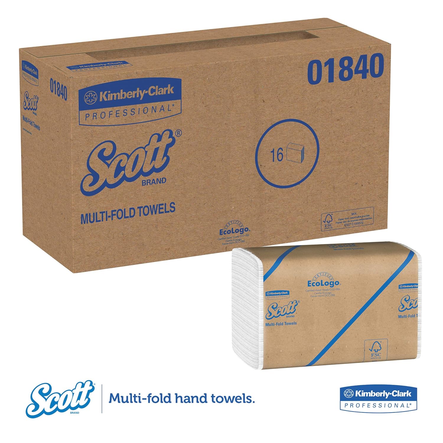 Scott Essential Multifold Paper Towels (01840) with Fast-Drying Absorbency Pockets, White, 16 Clips / Case, 250 Sheets / Clip, 4, 000 Towels / Case: Industrial & Scientific