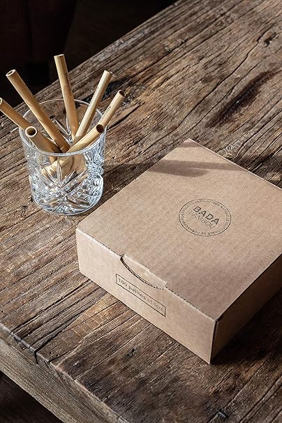 BADABAMBOU - Caja de 100 pajitas de bambú, Natural, 14 cm ...