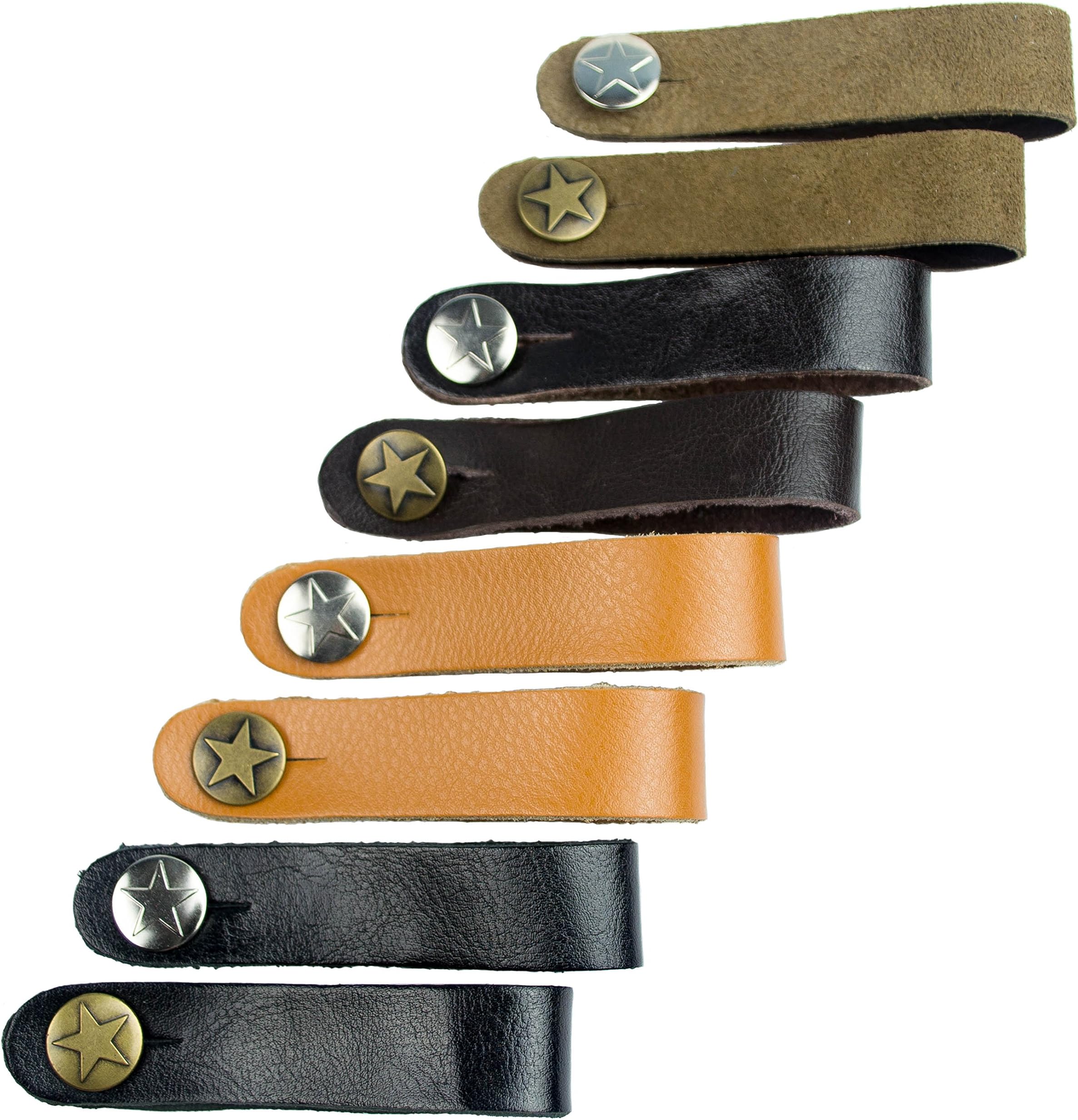 Genuine Leather Acoustic Guitar Strap Button - Single Strap (Black with Gold Button) - by Cavalry Straps