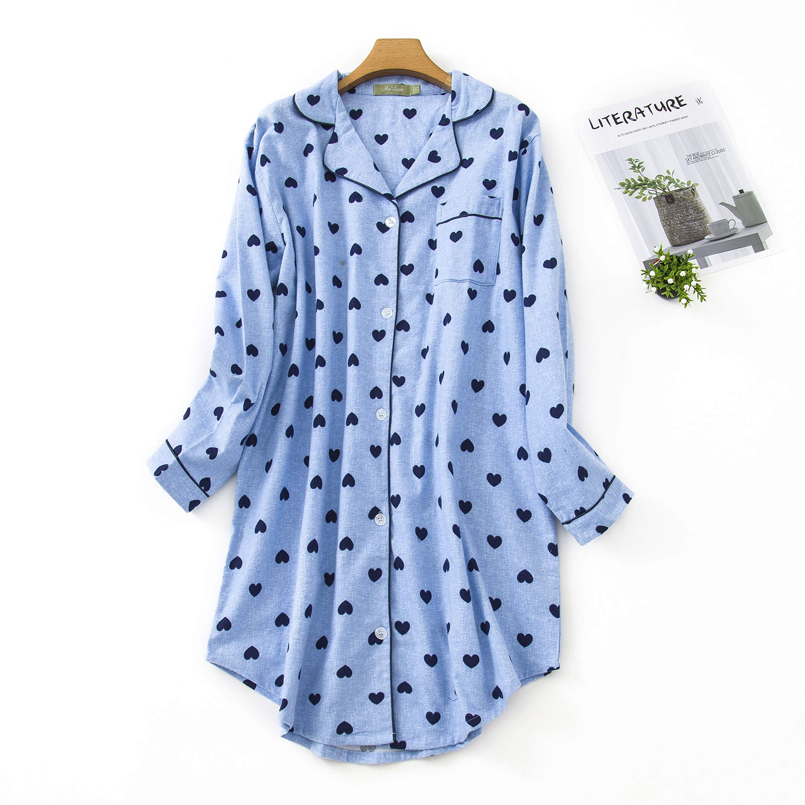 Women's Cotton Sleep Shirt, Long Sleeve 