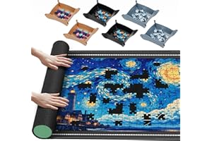 Lwoeo Puzzle Mat Roll Up Rubber No Creases 1500 to 1000 500 Pieces Black Large Puzzel Pad Matte Roll-Up Board Table Sorting T