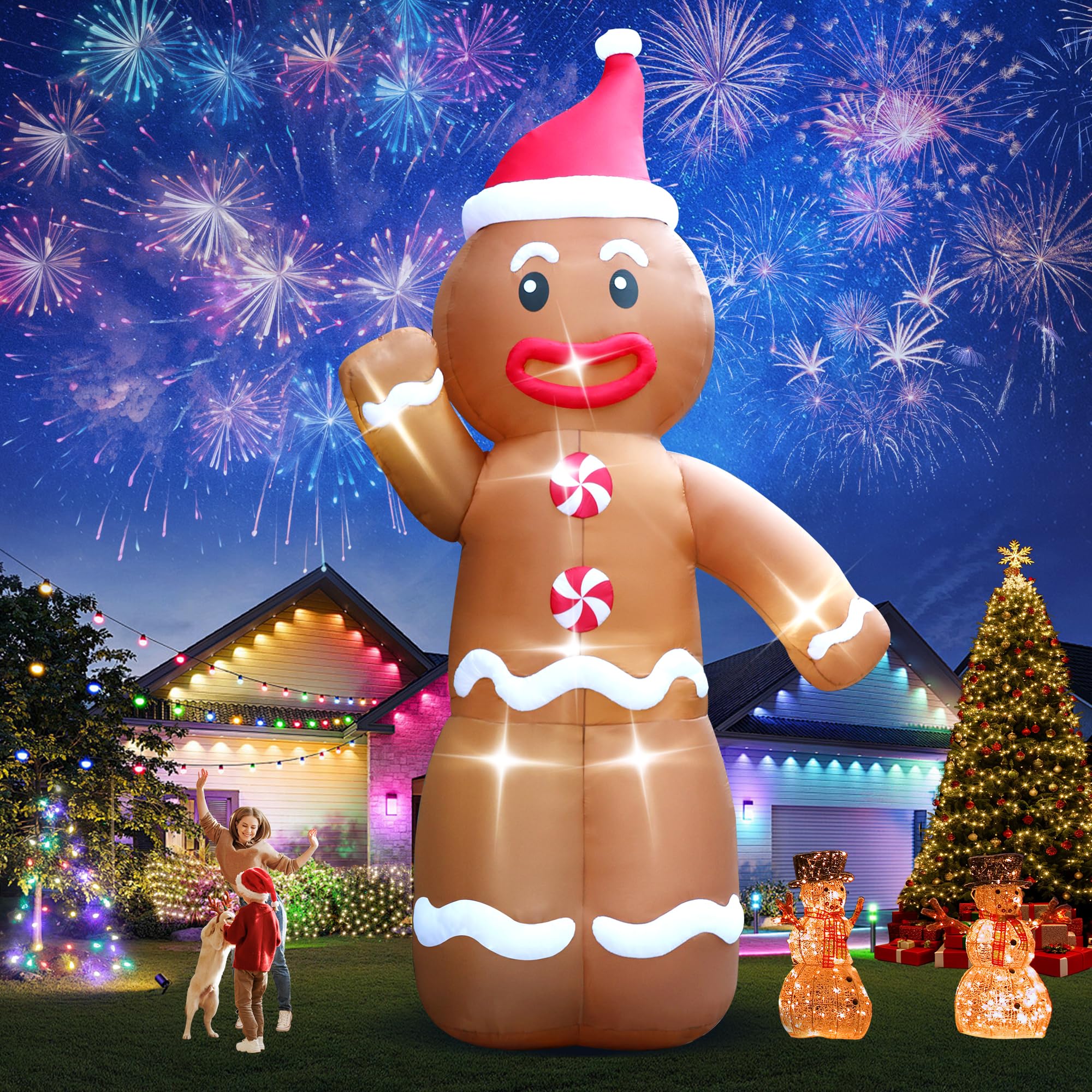 Photo 1 of 20FT Christmas Giant Inflatable Outdoor Decorations, Blow Up Gingerbread Man Yard Decoration, Xmas Decor Build-in LED Lights for Garden Lawn Yard Porch Holiday Party
