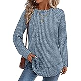WIHOLL Long Sleeve Shirts for Women 2026 Fall Sweaters Lightweight Casual Tunic Tops Loose Fit Winter Clothing S-2XL