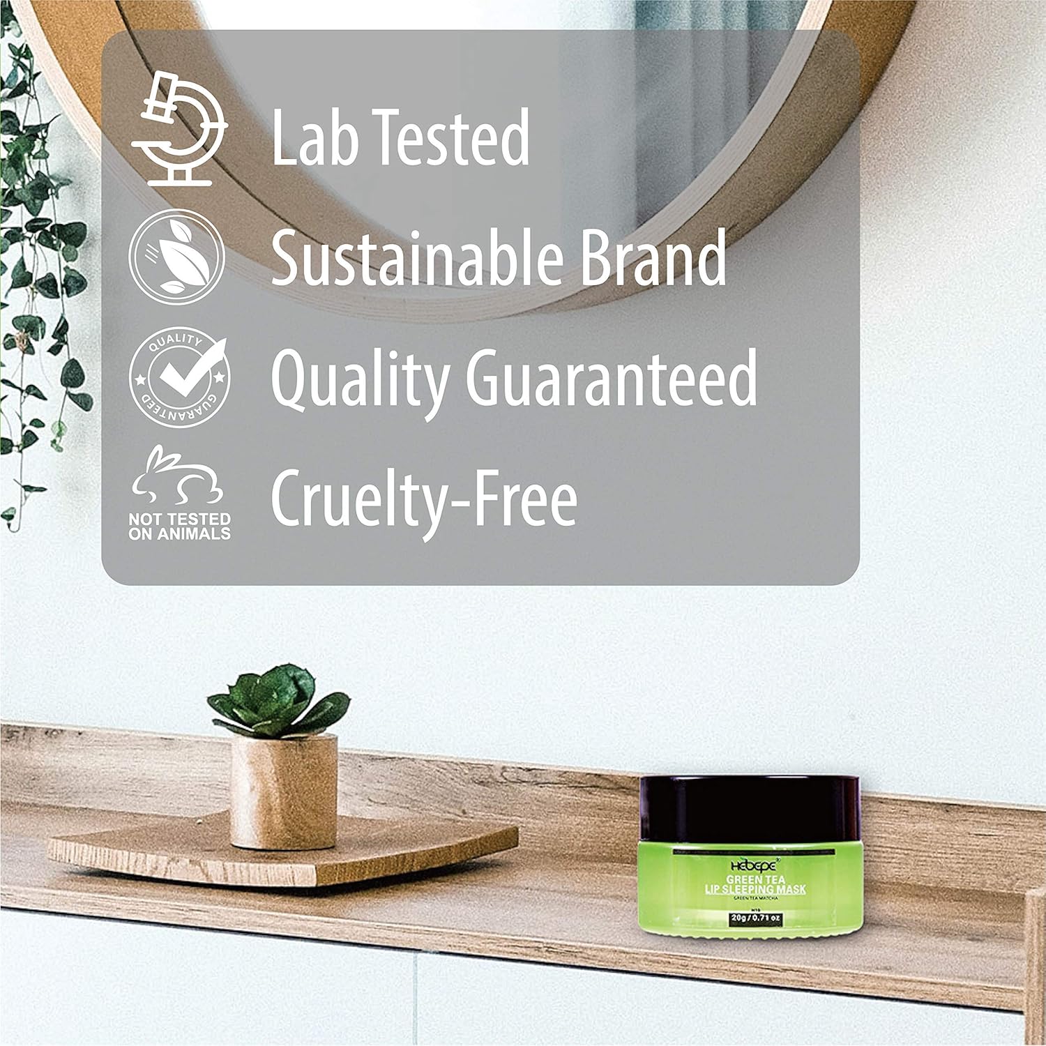 Hebepe Matcha Green Tea Lip Sleeping Mask Overnight with Applicator, Dry Lips Treatment with Coconut Oil, Vitamin E, Fig Extract, Orchid, and Shea Butter, Moisturizer for Dry, Chapped, Cracked Lips : Beauty
