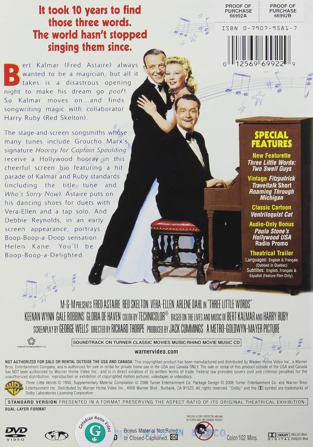 Three Little Words George Wells Bert Kalmar Richard Thorpe Fred Astaire Anita Ellis Red Skelton Helen Kane Vera Ellen Arlene Dahl Keenan Wynn Gale Robbins Gloria Dehaven Debbie Reynolds Phil Regan Harry Shannon Vincent Amazon Com