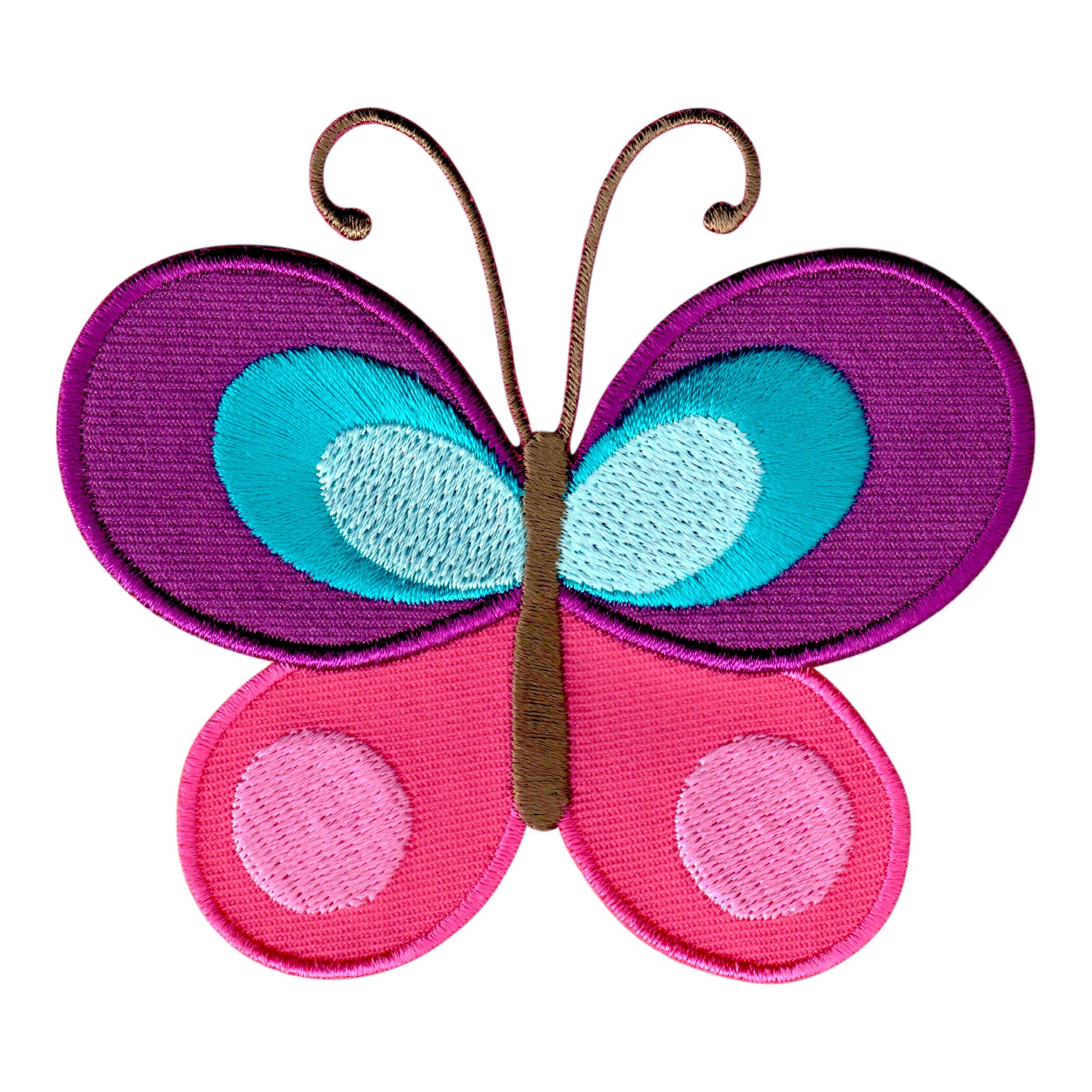PatchMommy Butterfly Iron-On Patch - Premium Embroidered, Washable - 3" x 3.5" - Durable Applique for Jackets & Backpacks