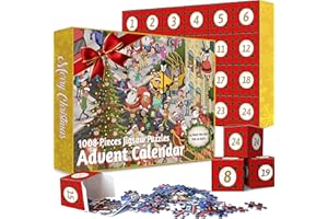 DYMUZIC Advent Calendar 2023, Christmas Scene Jigsaw Puzzles 24 Days Countdown Calendars for Kids, Boys, Girls, Teens, Over 1000 Pieces Puzzle Advent Calendar 2023 Adult, Parents, Xmas Gift for 5-7, 8-12 (M5)