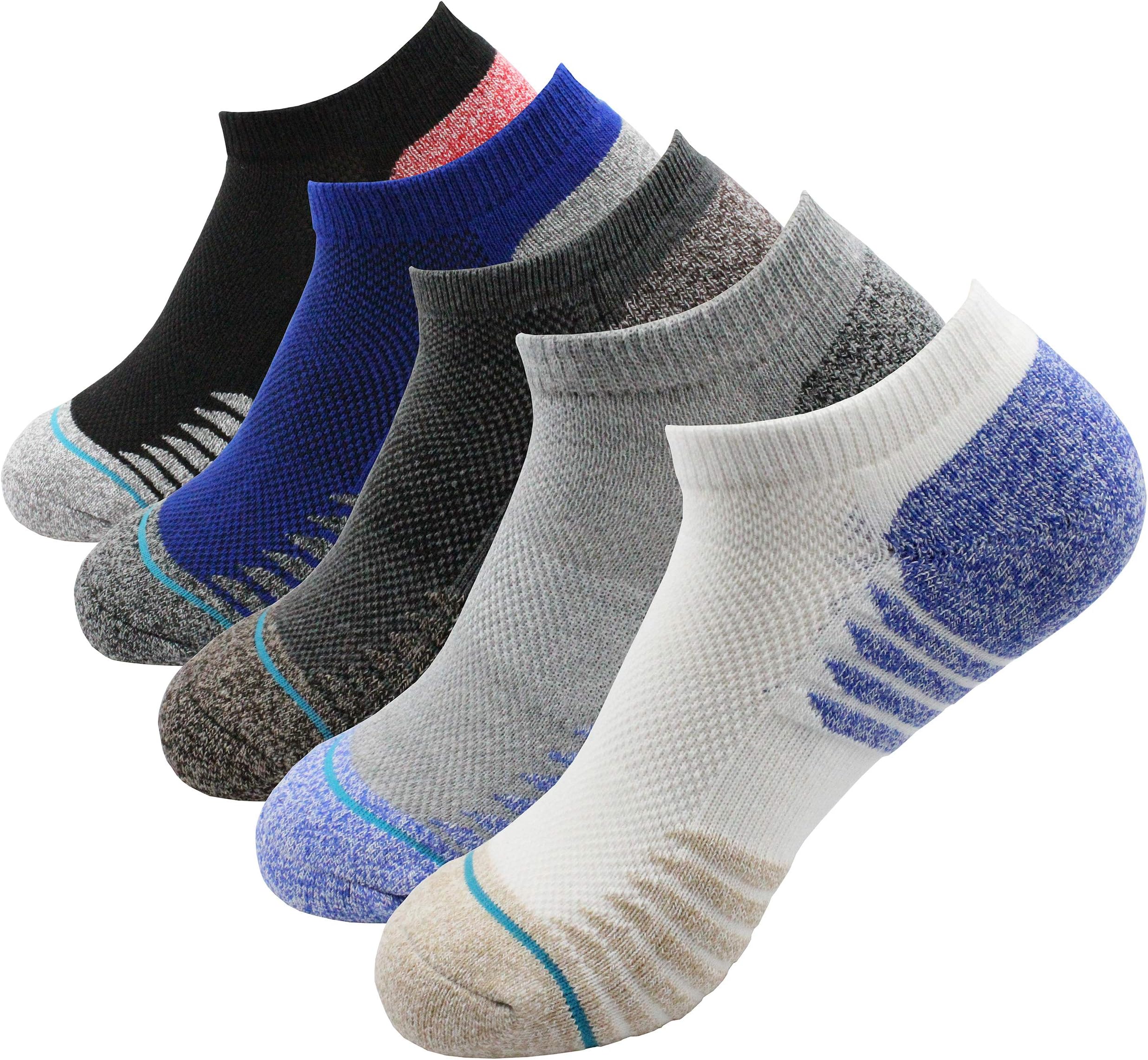 5 Pairs Low Cut Running Athletic Socks Half Cushioned Terry Cotton Socks for Mens Women Sneaker & Sports Socks for Running, Hiking, Cycling