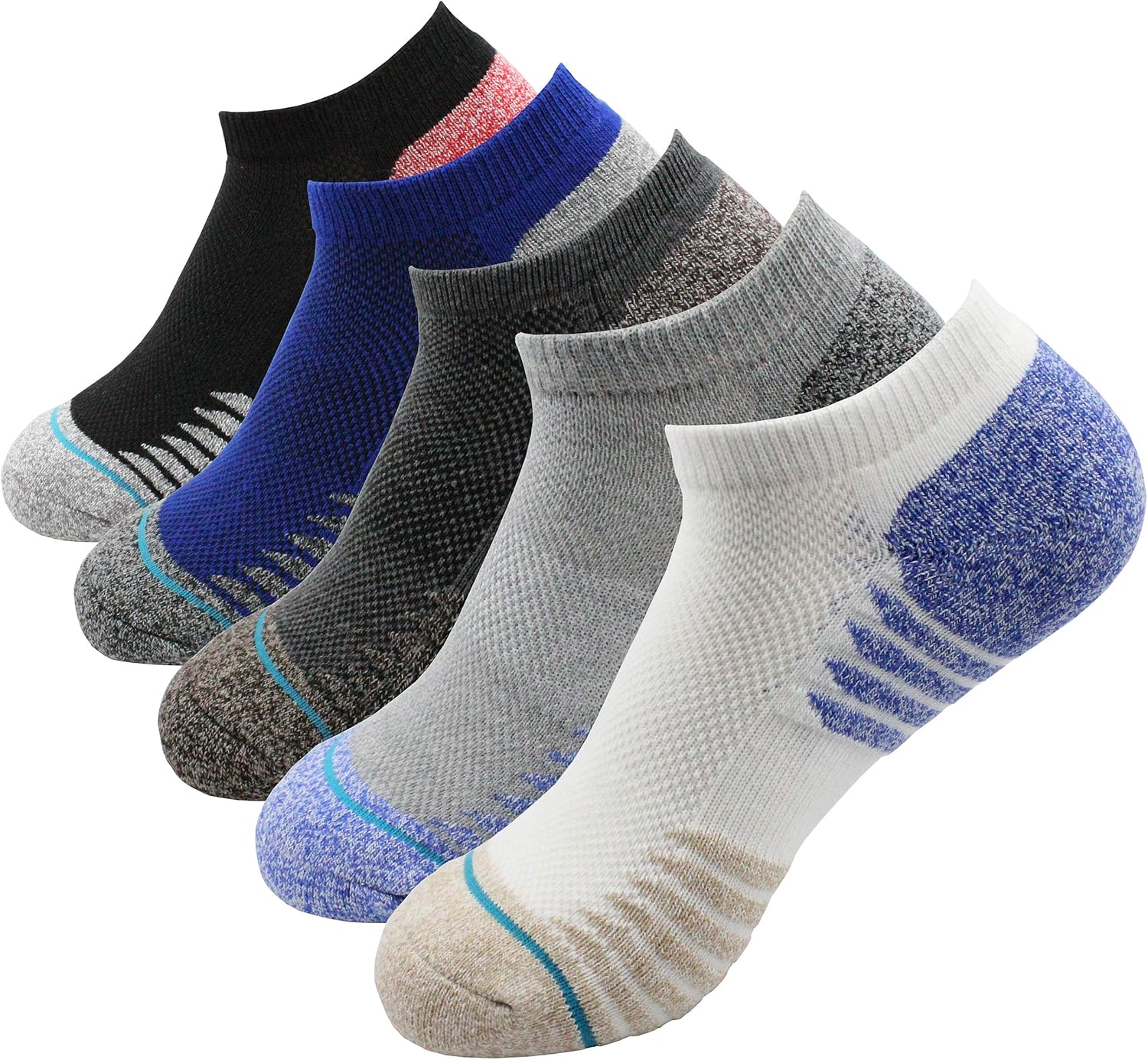 iStyleHome 5 Pairs Low Cut Running Athletic Socks Half Cushioned Terry