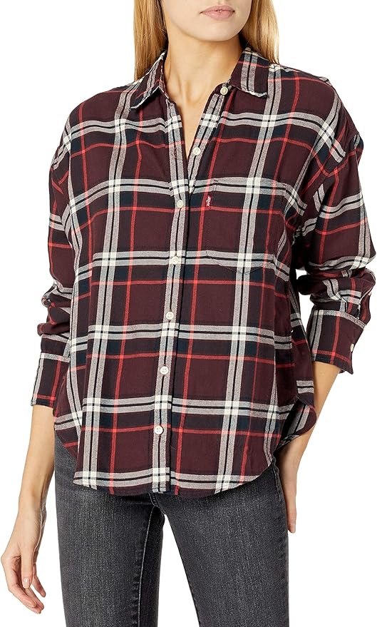 Levi's Women's Relaxed Flannel Shirt at Amazon Womenâs Clothing store
