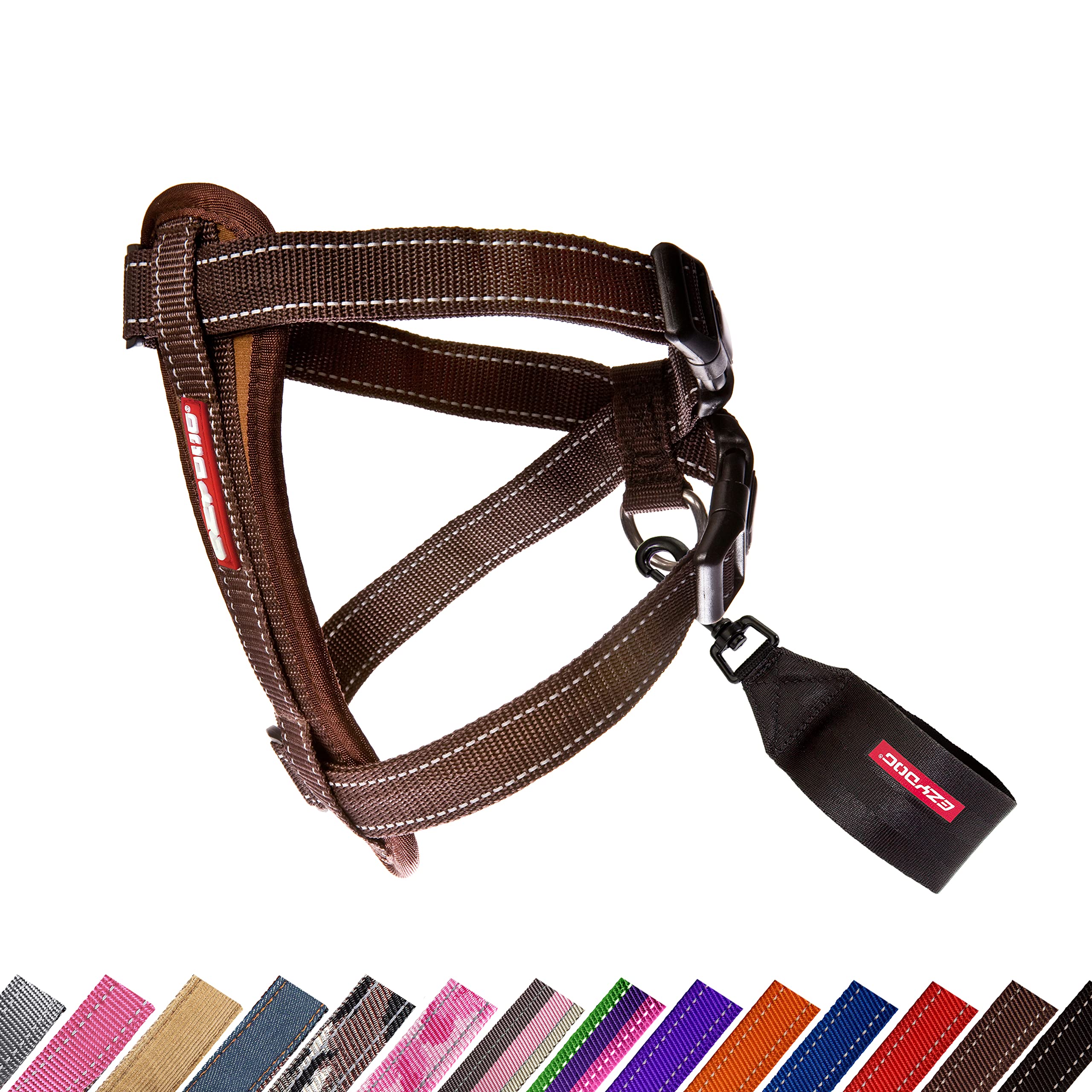 EZYDOG Classic Chest Plate Harness | Dog Harness Small, Medium, Large, K9 Dog Harness, Reflective Stitching, No Pull, Breathable (Chocolate)