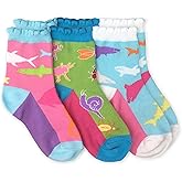 Jefferies Socks Girls' Sharks Novelty Pattern Crew Socks 3 Pack